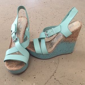 Naughty Monkey Fade Away Blue Wedges